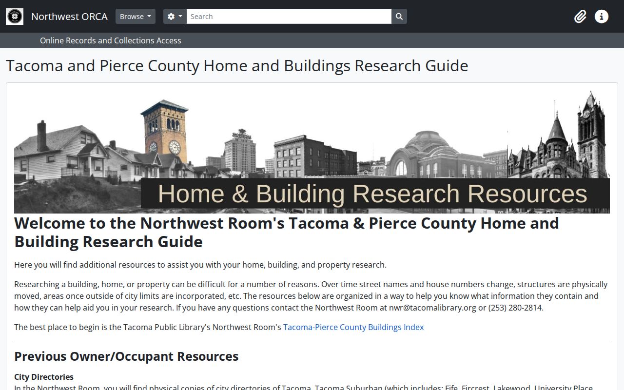 Bonney Lake city directory research through the Tacoma Northwest Room guide