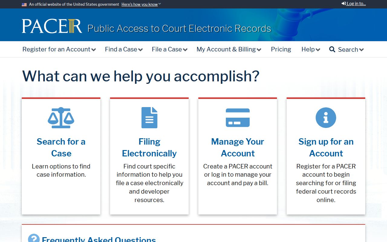 PACER federal court access for a Bonney Lake resident lookup